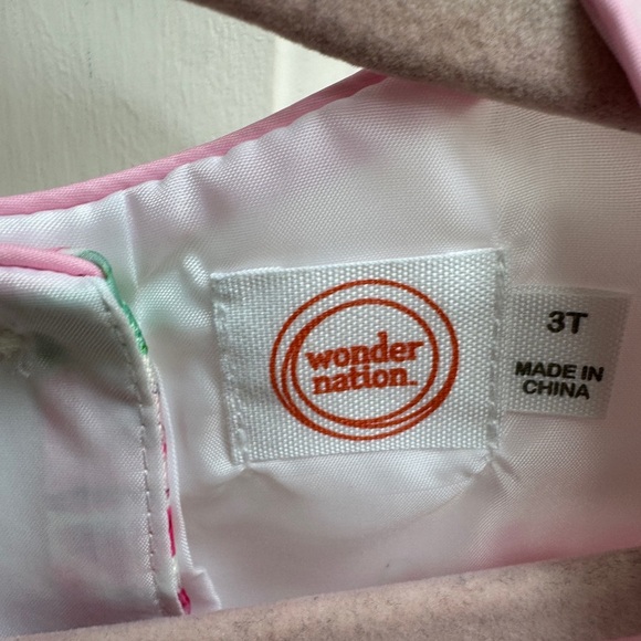 NWOT Wonder Nation 3T Girls Pink and White Floral Stripe Sleeveless Formal Dress - Picture 3 of 4